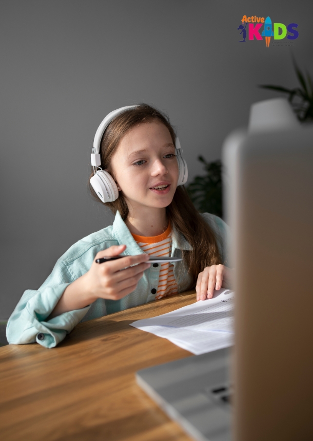 girl learning communication classes online with active kids online